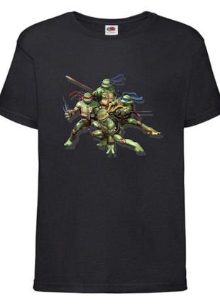 Футболка детская черепашки ниндзя (mutant ninja turtles08) черная, размер 98-104-116-128-140-152-164 см