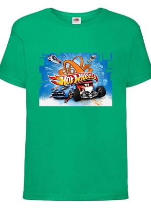 Футболка детская хотвилс (hot wheels-01) зеленая, размер 98-104-116-128-140-152-164 см