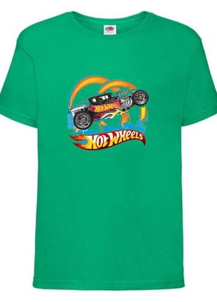 Футболка детская хотвилс (hot wheels-07) зеленая, размер 98-104-116-128-140-152-164 см