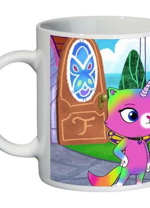 Кружка радужно бабочково единорожная кошка supercup (чашка-sc-rainbow butterfly unicorn kitty-004)