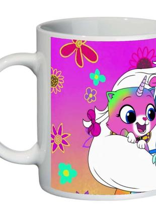 Кружка радужно бабочково единорожная кошка supercup (чашка-sc-rainbow butterfly unicorn kitty-0016)