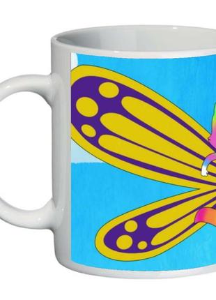 Кружка радужно бабочково единорожная кошка supercup (чашка-sc-rainbow butterfly unicorn kitty-0015)
