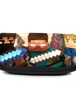Шкільний пенал майнкрафт органайзер універсальний (minecraft-001-black) чорний