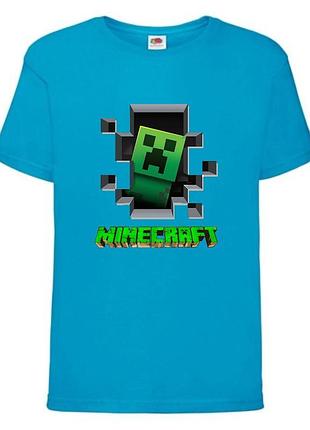 Футболка детская майнкрафт minecraft (mc-04) синяя