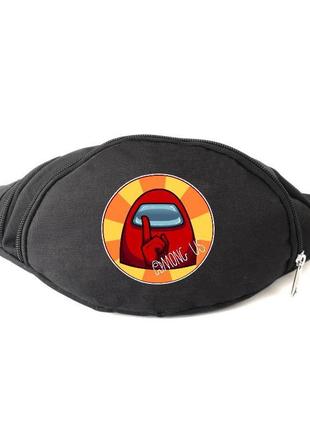 Сумка бананка на пояс амонг ас (among us-01) cappuccino toys чорна