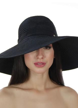 Летняя шляпа  широкополая 16 см с моделируемыми полями цвет черный