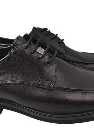 Туфлі чоловічі з натуральної шкіри на низькому ходу на шнурівці колір чорний basconi 752-20/21dt 42