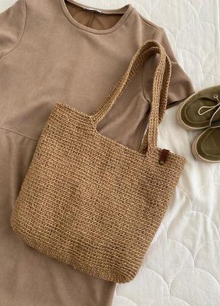 Шопер із джута, еко торба, эко шопер из джута, летняя сумка1 фото