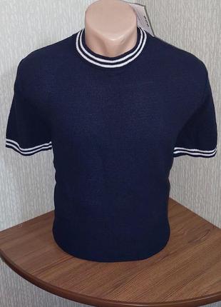 Стильная темно-синяя футболка boohoo man made in uk с биркой, оригинал, молниеносная отправка