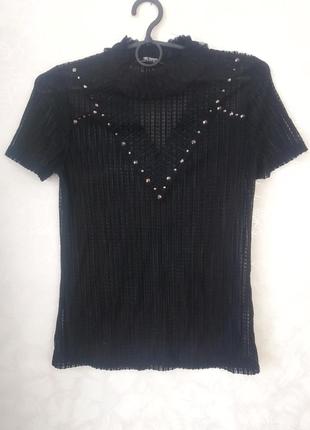 Топ футболка чорна зара zara