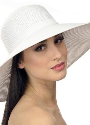 Женская летняя широкополая шляпа цвет белый