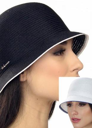 Женская шляпка летняя с маленькими полями цвет  черный1 фото