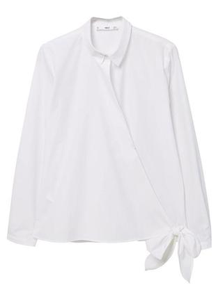Біла блуза з запахом mango / s / бавовна4 фото