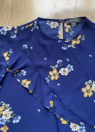 Футболка блуза укороченная  синяя цветочный принт2 фото