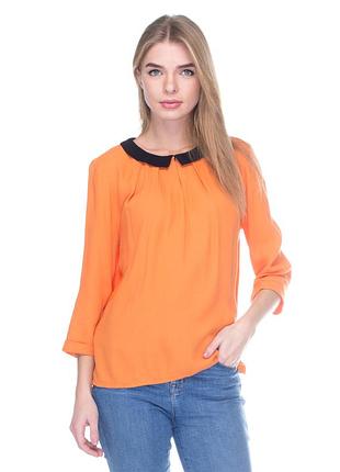 Оранжевая блуза с черным воротником и рукавом 3/4 promod pp 38, распродажа последняя!