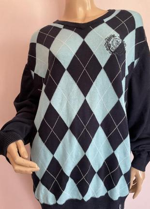 Бавовняний шикарний чоловічий светр в ромбіки/l/ brend barlett1 фото