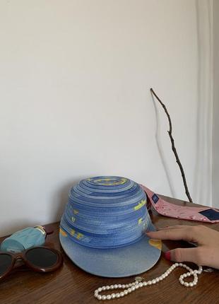 Синій капелюх бавовняна кепка в квітковий принт kenzo made in france2 фото