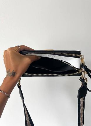 Сумка marc jacobs snapshot black/white/gold logo 7