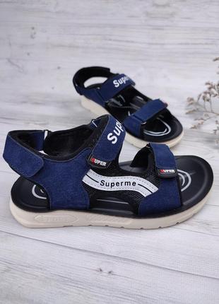 Спортивні босоніжки для хлопчиків 🔹 supreme босоножки - сандалии детские и подростковые 🔹замша5 фото