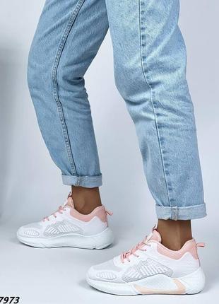 Кросівки, білий /рожевий, текстиль8 фото