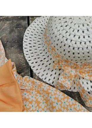 Річний комплект плаття сарафан + капелюшок оранж3 фото