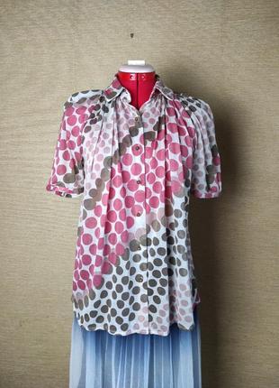 Трикотажна легка блузка сорочка сорочка в горох1 фото