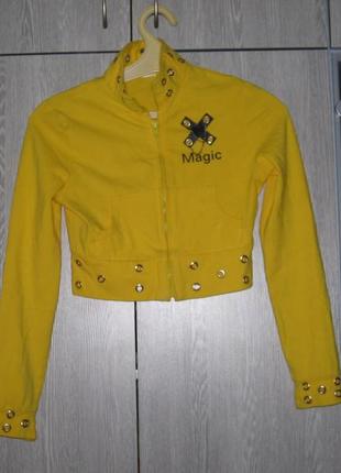 Курточка online коротка жовта з черепом4 фото