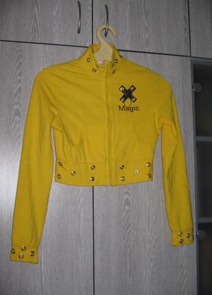 Курточка online коротка жовта з черепом5 фото