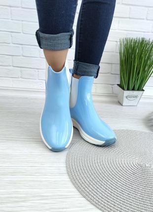 Модные резиновые ботиночки голубого цвета 39 р-р9 фото