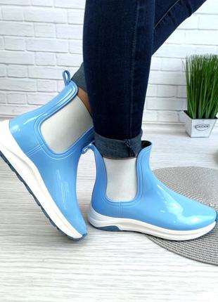 Модные резиновые ботиночки голубого цвета 39 р-р3 фото