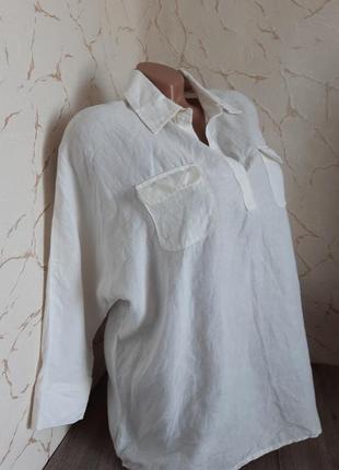 Италия рубашка сорочка лён белая,48-50 р.2 фото