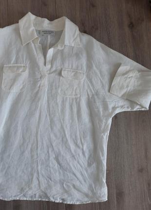 Италия рубашка сорочка лён белая,48-50 р.5 фото
