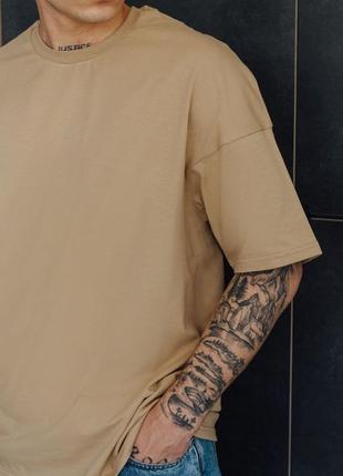 Мужская футболка хлопок, песочный, телесный и шоколад цвета