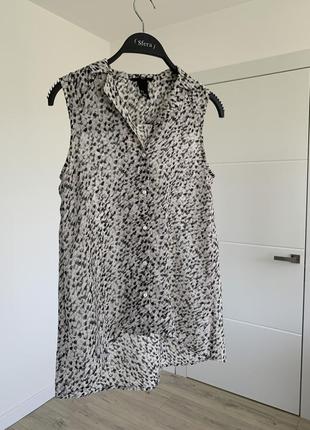 Легкая летняя блуза/топ/кофта черно-белая h&m, размер s-xs2 фото