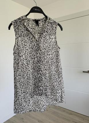 Легкая летняя блуза/топ/кофта черно-белая h&m, размер s-xs