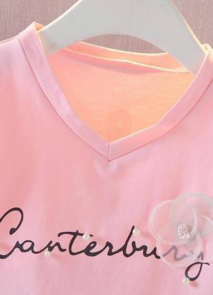 Летний костюм для девочки розовый верх canterbury футболка юбка фатин2 фото