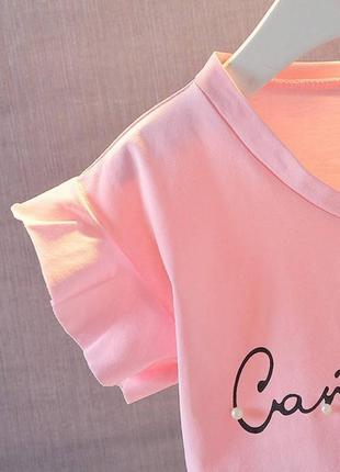 Летний костюм для девочки розовый верх canterbury футболка юбка фатин5 фото