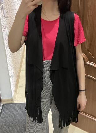 Жилетка жилет под замш замшевая черная накидка