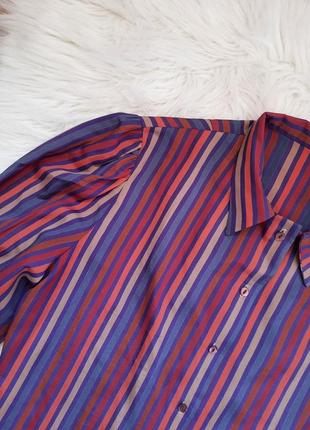 2 вещи по цене 1. яркая разноцветная сатиновая рубашка блуза в полоску с коротким рукавом4 фото