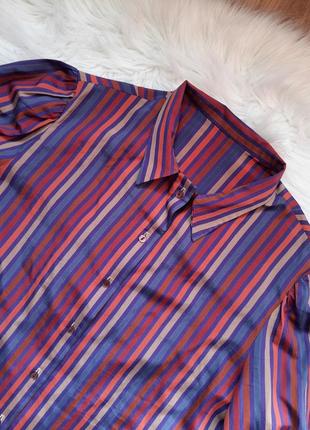 2 вещи по цене 1. яркая разноцветная сатиновая рубашка блуза в полоску с коротким рукавом2 фото