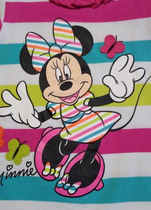 Річна яскрава футболка туніка disney minnie від george в смужку на дівчинку 1,5-2годика р. 86-926 фото