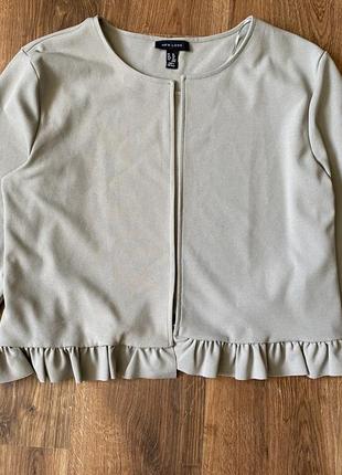 Кардиган жакет піджак сірий накидка легка з рюшами6 фото