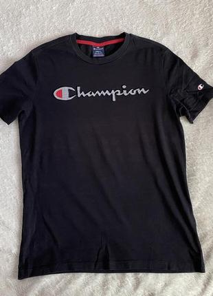 Champion футболка черная большое лого р s оригинал