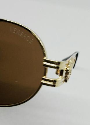 Очки в стиле versace стильные овальные солнцезащитные очки унисекс коричневые в...