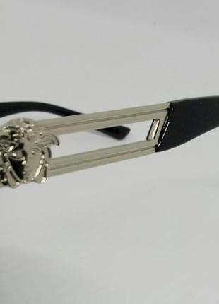 Versace солнцезащитные очки унисекс модные овальные темно серые в серебристом металле10 фото