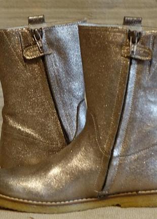 Замечательные блестящие серебристые кожаные сапожки shoesme голландия 30 р.5 фото