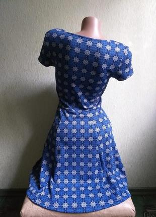 Стрейчевое платье. платье клеш, полусолнце. синее с белым.5 фото