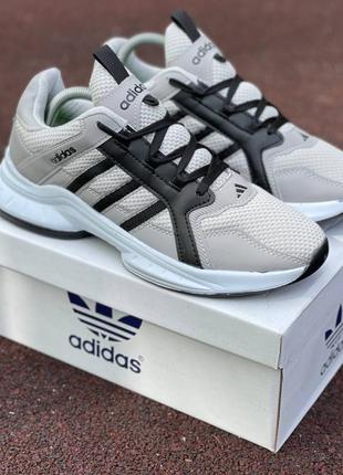 Чоловічі літні сірі текстильні кросівки adidas🆕 дихаючі кросівки