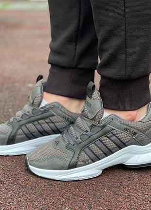 Чоловічі літні текстильні темно сірі кросівки adidas🆕 дихаючі кросівки