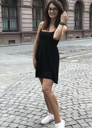 Легка літня сукня/плаття/сарафан mango чорна з люрексовою ниткою, s-xs